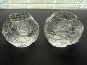 Vintage Kosta Boda Crystal Snowball Candle Votive